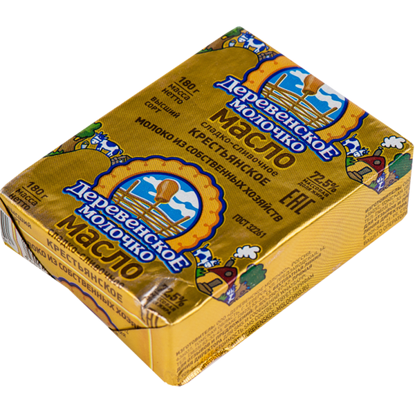 Масло сливочное Деревенское молочко Крестьянское, 72.5% 180 г