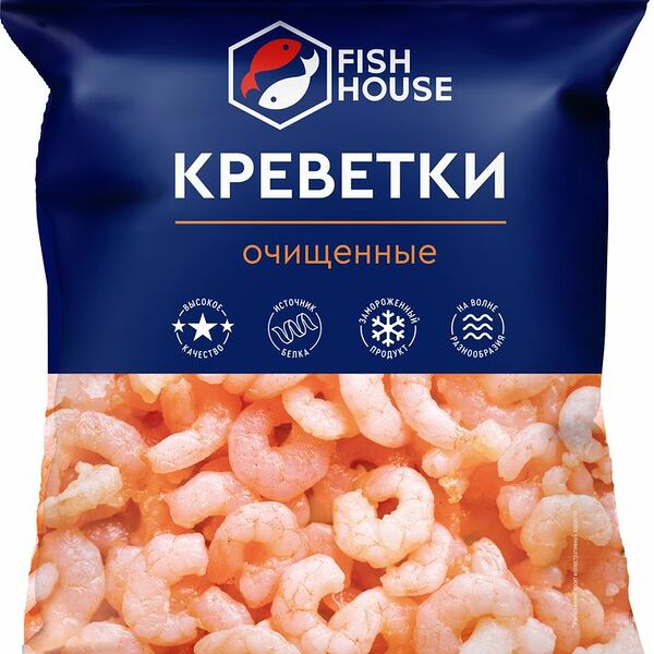 Креветка Fish House очищенная варено-мороженая 300г