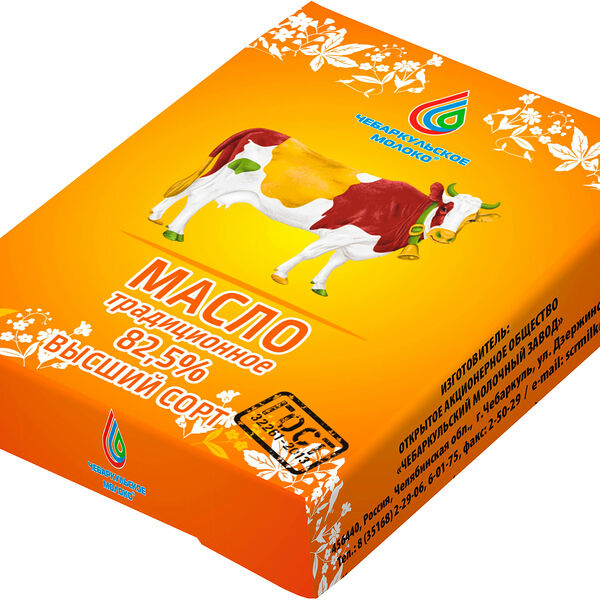 Масло сладкосливочное Чебаркульское молоко Традиционное несоленое 82.5% 180г