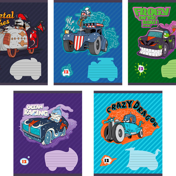 Тетрадь Мульти-авто, А5, 12 л, линия, скрепка