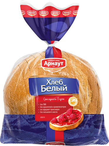 

Хлеб АРНАУТ Белый круглый, в нарезке, 550г