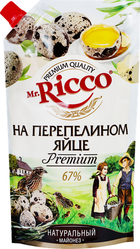 

Майонез Mr.Ricco на перепелином яйце 67% 400 мл