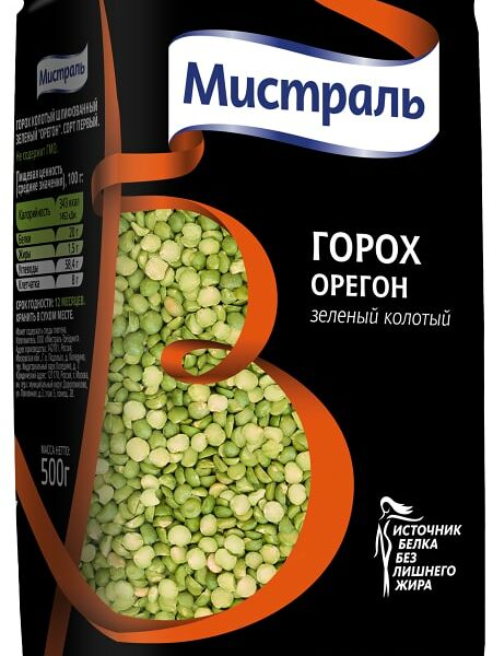 Горох Мистраль Орегон зеленый колотый 500г