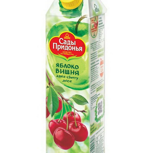 Сок САДЫ ПРИДОНЬЯ яблочно-вишневый для детей старше 3-х лет, дошк. и школьного возраста осветл. Сок 1л.