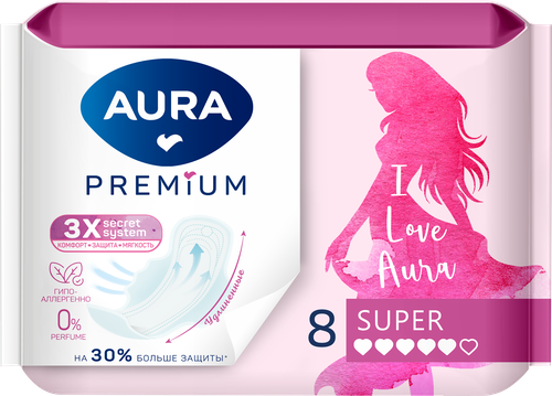 

Прокладки гигиенические Aura Premium 8 шт.