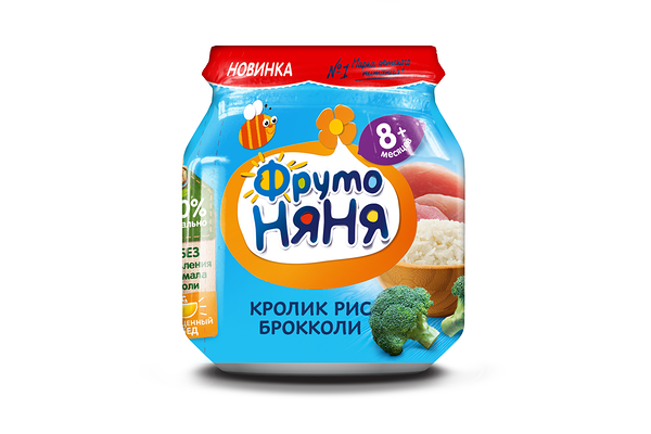 Пюре мясное ФрутоНяня Кролик с рисом и брокколи с 8 месяцев 100 г