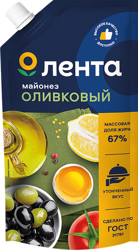 

Майонез ЛЕНТА Оливковый 67%, 240мл