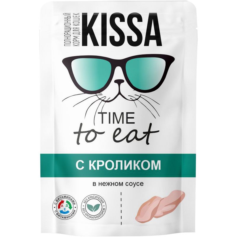 

Корм влажный Kissa с кроликом в соусе для взрослых кошек 75 г