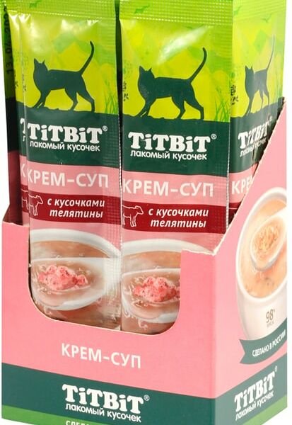 Крем-суп для кошек TiTBiT Лакомый кусочек с  телятиной 10г*16шт