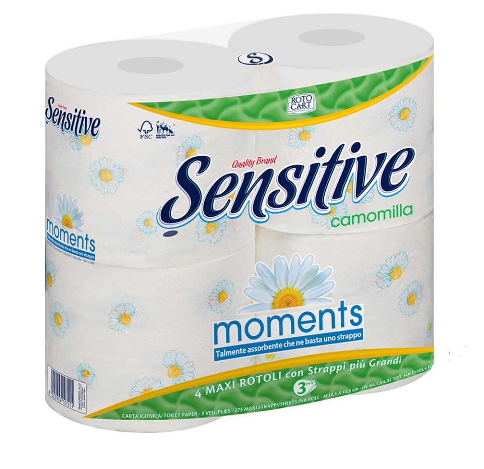 

Туалетная бумага Moments трёхслойная ароматизированная Sensitive 4 рулона