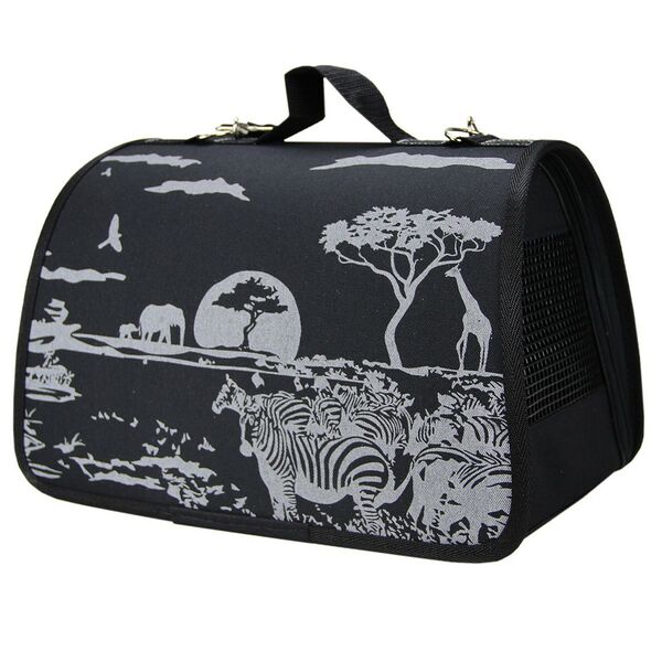 Сумка Лира № 2 для кошек и собак, 40х25х24см, черная сафари