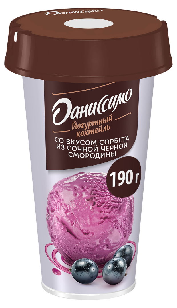 

Коктейль йогуртный Shake it easy Даниссимо со вкусом Сорбета из сочной чёрной смородины 2,7%, 190 г