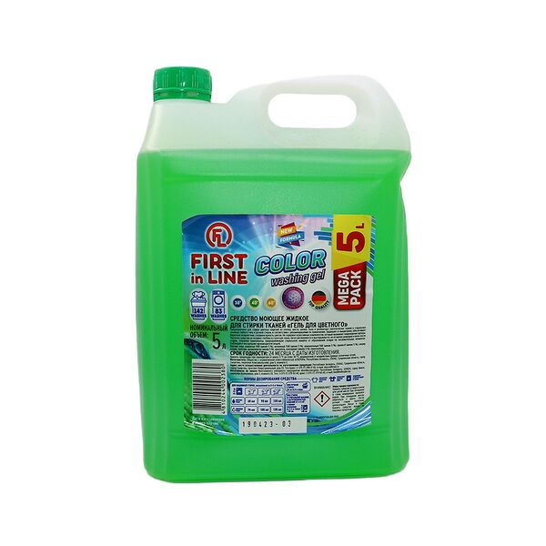 Средство моющее жидк д/стирки тканей First in line Гель д/цветного 5л