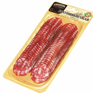 Колбаса сырокопченая Егорьевская КГФ Брауншвейгская в Магнит со скидкой –37%