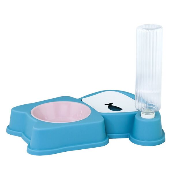 Миска с поилкой для животных НЕ ОДИН ДОМА Fish синяя 35х20х27см