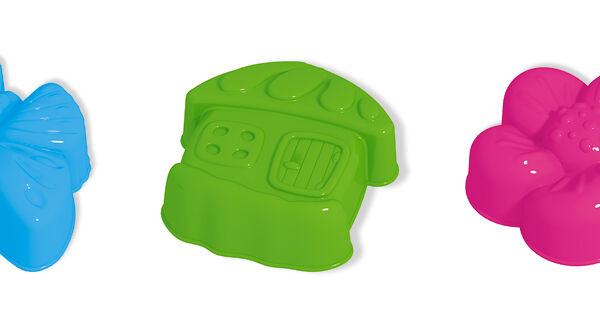 Формочки для песка (3 штуки в сетке) (Цветочек, бабочка, домик) арт 01850 Stellar