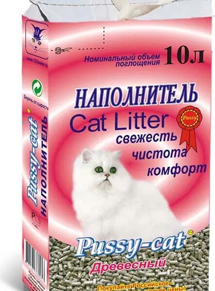 Наполнитель для кошачьего туалета Pussy-Cat древесный 10 л