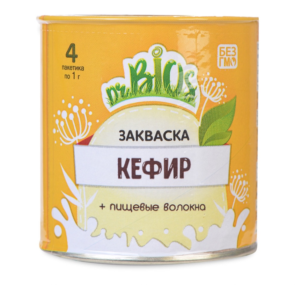 

Молочная закваска "Кефир" Dr.BIOS 4 пакета Россия, БЗМЖ