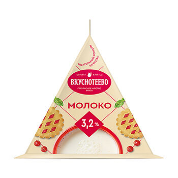 Молоко ультрапастеризованное Вкуснотеево 3,2%, 200мл, Россия