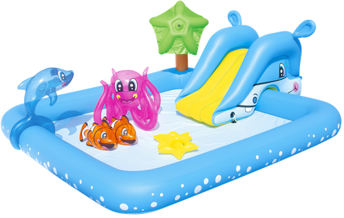 

Игровой центр надувной Bestway Аквариум 308 л 239 х 206 х 86 см, с разбрызгивателем, горкой и игрушками, Арт. 53052