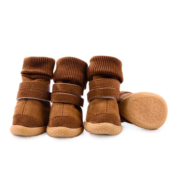 Ботинки высокие на липучках для собак L бежевый (унисекс)