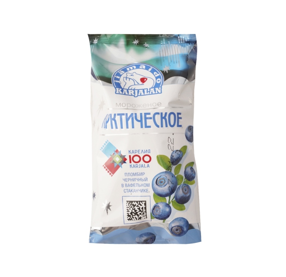 

Мороженое Мороженое Карелии Арктическое пломбир черничный в вафельном стаканчике 70 г