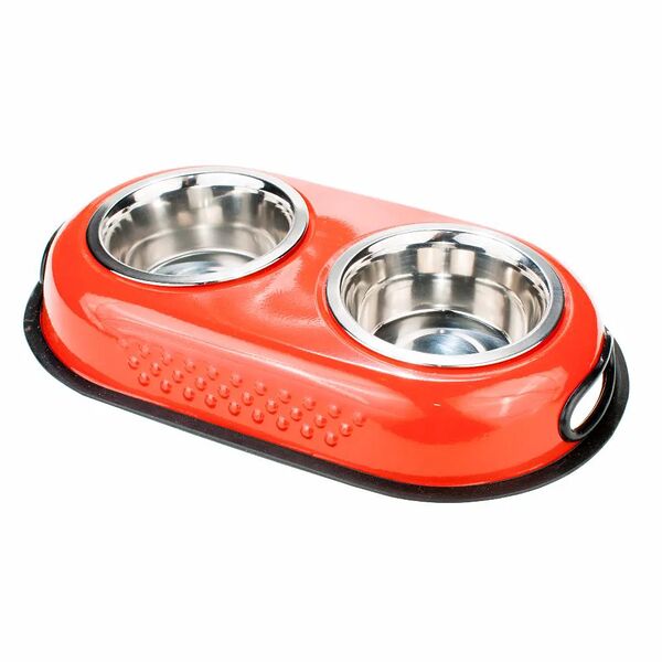 Миска для собак цветной металл двойная 240мл