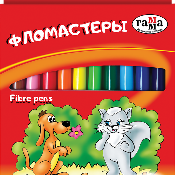 Фломастеры ГАММА Мультики 12 цветов, смываемые 