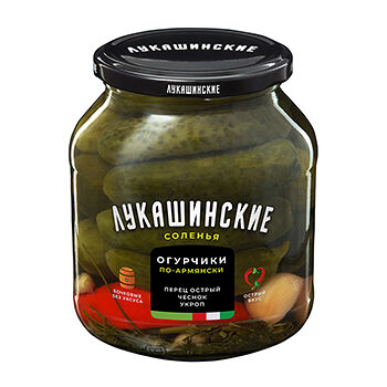 Огурцы Лукашинские соленые по-армянски с острым перцем и чесноком
