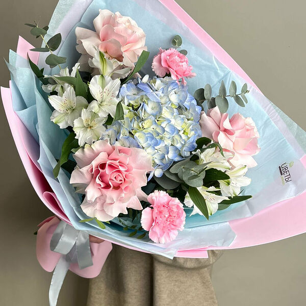 Ассорти букетик розово-голубой