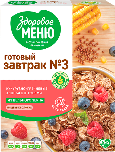 Хлопья гречнево-кукурузные Dr.Naturi с отрубями, 200 г