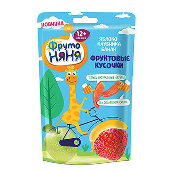 Фруктовый осьминожка ФрутоНяня Яблоко - Клубника 12m+