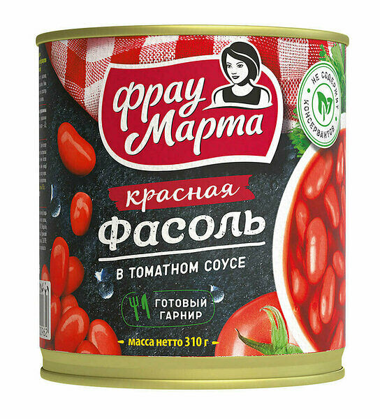Фасоль Фрау Марта красная в томатном соусе