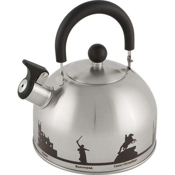 Чайник Mallony Города России со свистком, 2.5 л, нерж. сталь