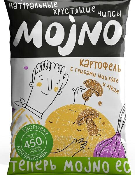 Чипсы MOjNO натуральные картофельные с грибами шиитаке и луком 75г