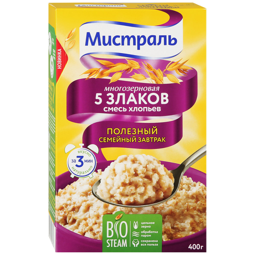 

Хлопья многозерновые Мистраль 5 злаков, 400 г