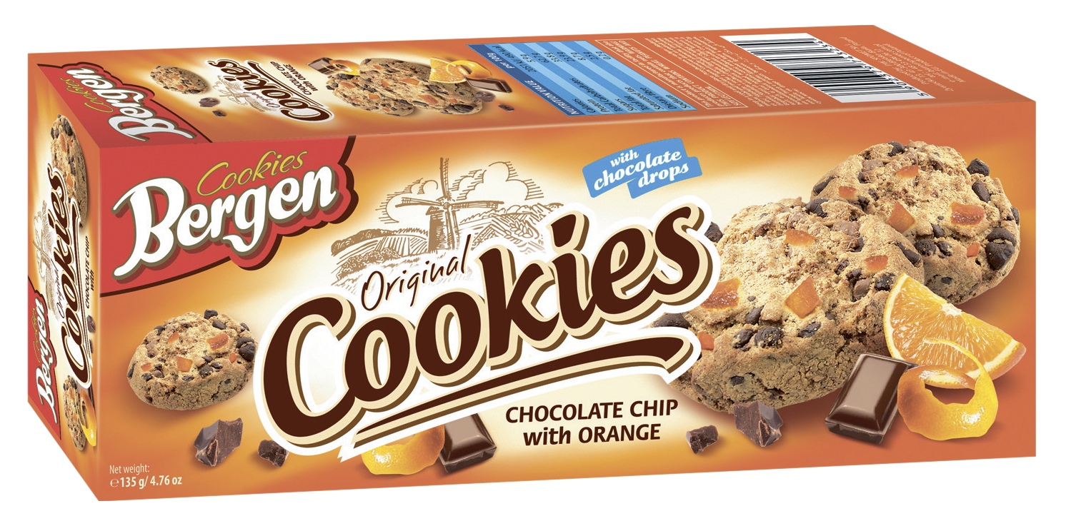 

Печенье Bergen Original cookies Chocolate chip with orange 135 г