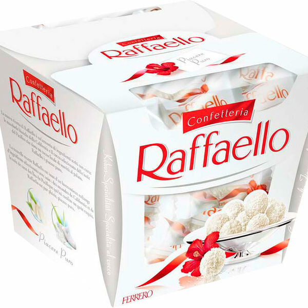 Конфеты Raffaello с цельным миндальным орехом в кокосовой обсыпке