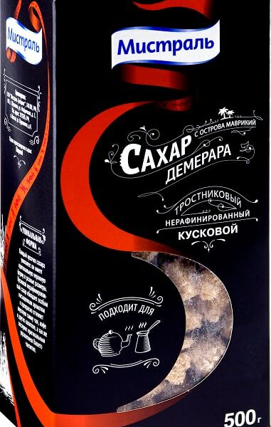 Сахар Мистраль Демерара тростниковый кусковой 500г