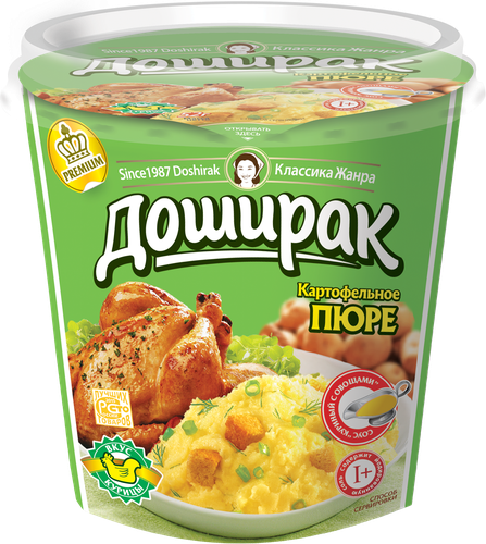 

Пюре картофельное Доширак Премиум со вкусом курицы 52 г
