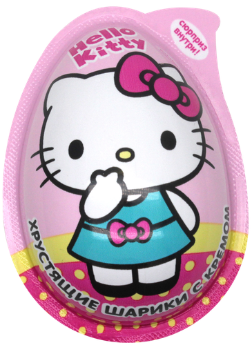 

Хрустящие шарики Hello Kitty с кремом и игрушкой в капсуле в форме яйца 1 шт дизайн в ассортименте 15 г