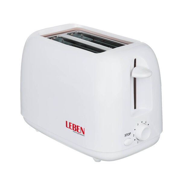 Leben тостер 650вт, 2 отдела, механический, 6 степеней прожарки, цвет белый, арт.hjt-022