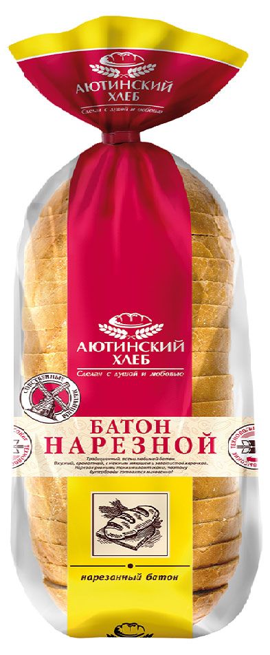 

Батон Аютинский Хлеб нарезной в нарезке 380 г