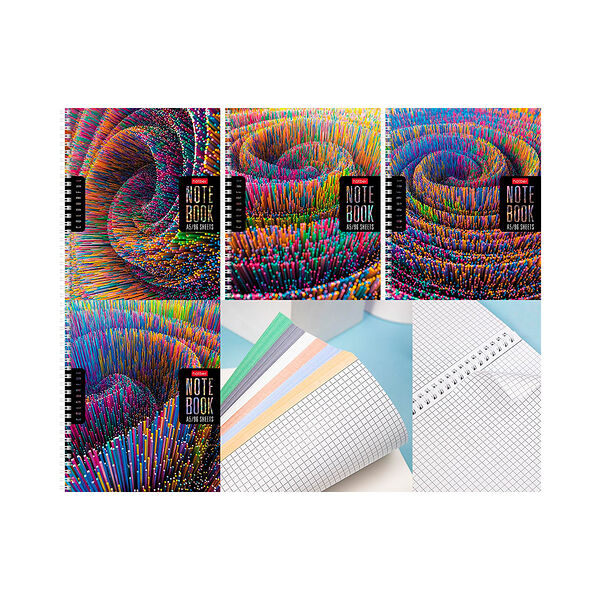 Тетрадь 96л Colorful line А5ф клетка на гребне перфорация на отрыв мн/цв 96Т5В1гр