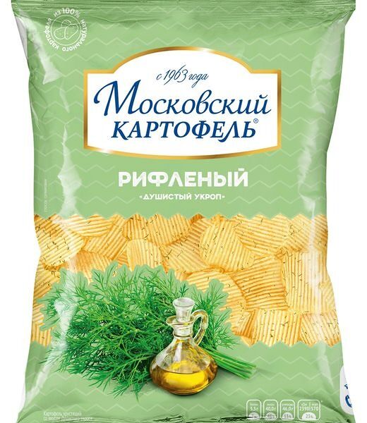 Чипсы картофельные Московский Картофель рифленые со вкусом душистого укропа