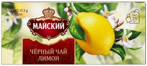 Чай черный Майский Лимон в пакетиках, 37.5г