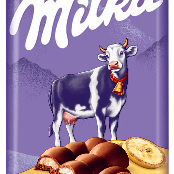 Шоколад молочный пористый Milka Bubbles с бананово-йогуртовой начинкой 92 г