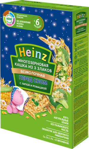 

Каша Heinz многозерновая из 3 злаков безмолочная с липой и ромашкой с 6 месяцев 200 г