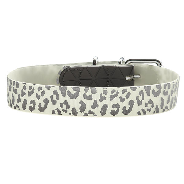 Ошейник для собак Hunter Convenience Refl Glow 45/S-M, белый флуоресцентный принт леопард