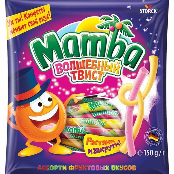Конфеты жевательные Mamba Волшебный твист, 150 г